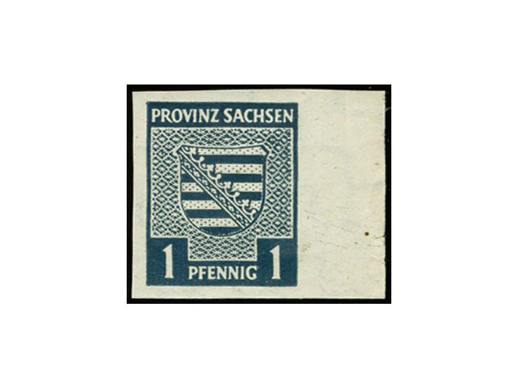 1 Pfg., Wasserzeichen Stufen steigend, postfrisch vom rechten Bogenrand (dort Knitter und gummimatte Stelle), rückseitig am O