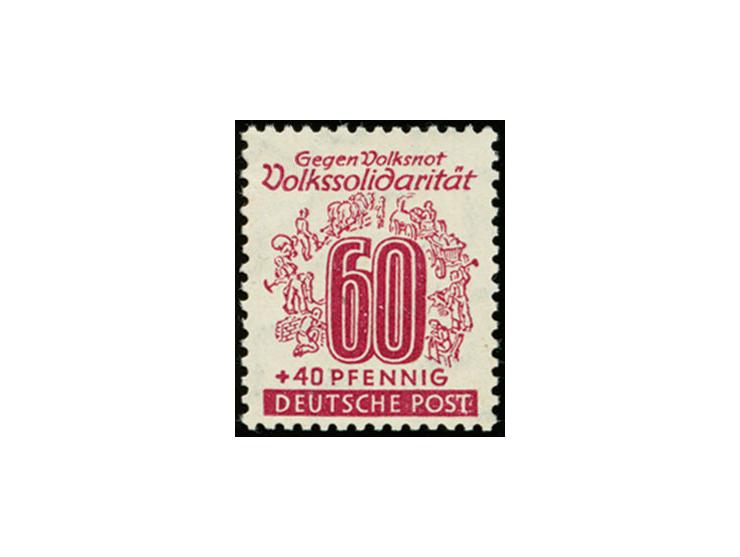 Volkssolidarität 60 Pfg., Wasserzeichen Stufen fallend, postfrisch, bis auf eine leichte Papierstauchung am Markenrand und le