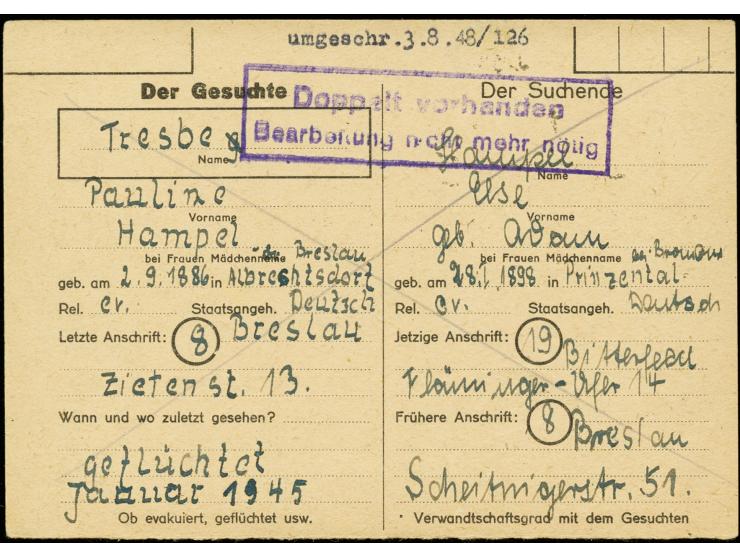 Ganzsachenkarte 2 M. mit Handstempel "a20/Bitterfeld" gebraucht von "BITTERFELD  13.7.48" mit Eingangsstempel vom 19.7., Prac