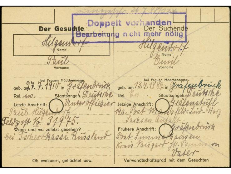 Ganzsachenkarte 2 M. als Formblatt mit portogerechter Frankatur Einzelmarke Maschinenaufdruck 40 Pfg. und zwei Einzelwerten 8