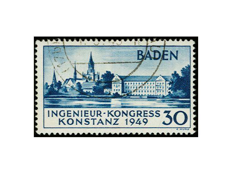 Ingenieur-Kongress 30 Pfg., Type II, gestempelt "FREIBURG 1.9.49", tadellos, doppelt signiert Schlegel BPP, Fotoattest Straub