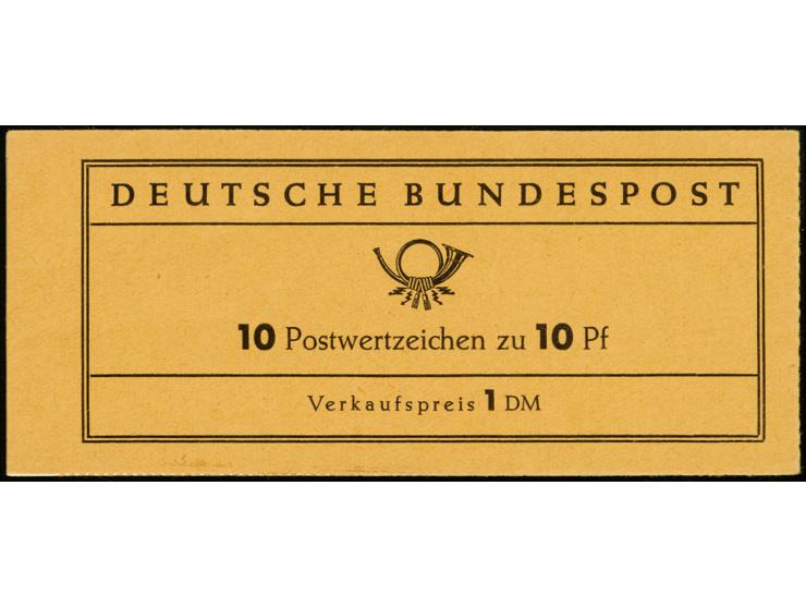 1960, Heuss I auf fluoreszierendem Papier, Darmstädter Versuchsausgabe, Markenheftchen mit Druckerzeichen "5" auf dem Heftche