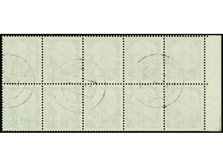 Heftchenblatt 10 Pfg. mit schwarzer Bogenlaufnummer "0442" auf dem Heftchenrand, sauber gestempelt "BOCHOLT 7.6.62", einwandf