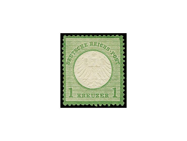 1 Kr. grün in dunkler Nuance, schön zentriert, sehr gut geprägt und gut gezähnt, ungebraucht, Kabinett, Fotoattest Krug BPP