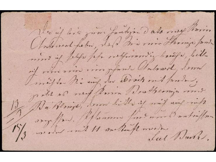 2 Kr. rötlichorange mit EKr. "KÖNIGSEE 11 3 74" auf rosafarbenem Correspondenz-Karten-Formular (Rückantwort bezahlt) nach Ros