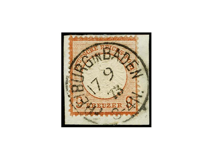 9 Kr. rötlichbraun mit EKr. "FREIBURG IN BADEN 17 9 73" auf Briefstück, Kabinett, sign. Hennies BPP und Fotoattest Brugger BP