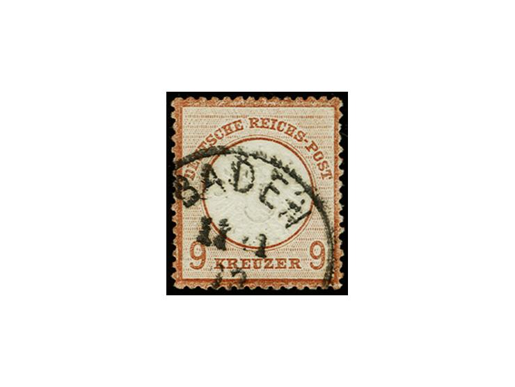 9 Kr. braun mit EKr. "BADEN 11 11 73", bessere Farbe, sign. und Fotoattest Krug BPP