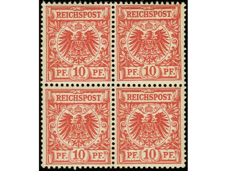 10 Pfg. lebhaftrosarot, postfrischer 4er-Block, geprüft Zenker BPP (Mi. 480,-)