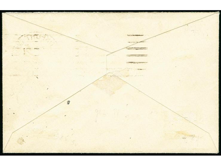 "Chemnitzer Postfälschung" 10 Pfg. rot, Type I und Germania 5 Pfg. grün (Heftchenschnitt oben) als portogerechte Frankatur au