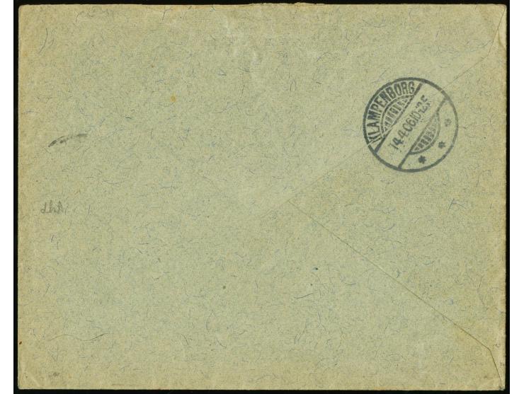 20 Pfg. lilaultramarin mit Stempel "HAMBURG 13.4.06" als portogerechte Einzelfrankaur auf Brief nach Springforbi, Dänemark mi