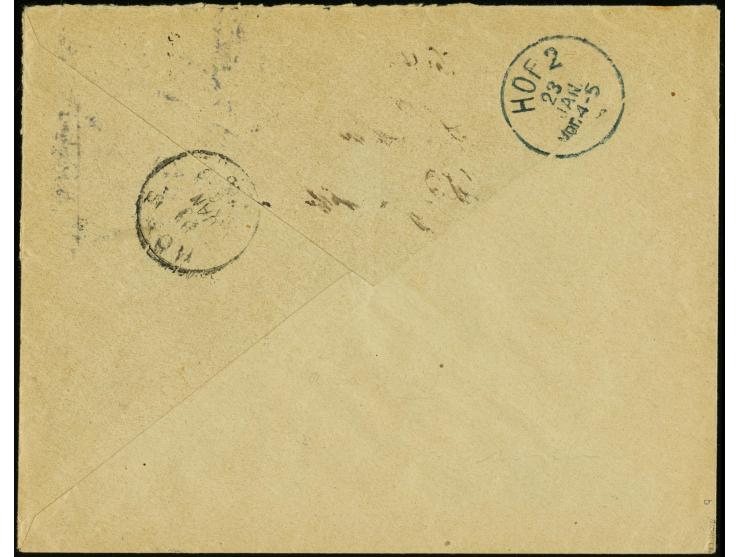 20 Pfg. lilaultrmarin im senkrechten Paar mit Stempel "BERLIN 2 22.1.06" als portogerechte Mehrfachfrankatur auf R-Brief nach