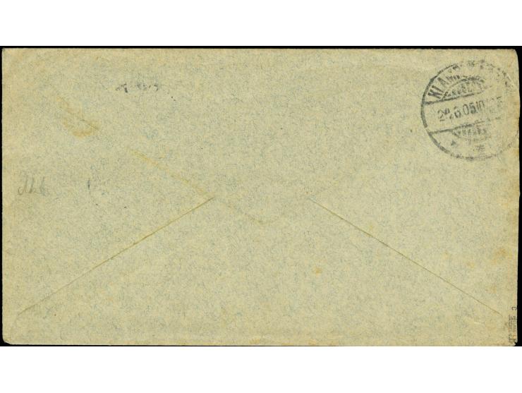 20 Pfg. grauultramarin mit Stempel "HAMBURG 23.6.05" als portogerechte Einzelfrankatur auf Brief nach Sprinforbi, Dänemark mi