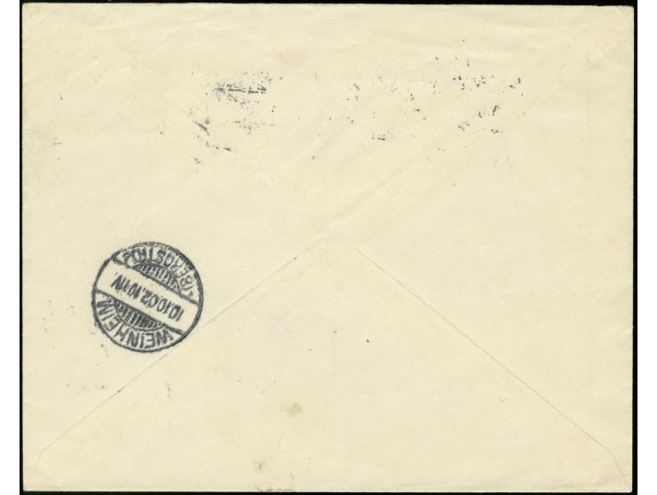 25 Pfg. und 3 Pfg. und Württemberg Ziffer 2 Pfg. je mit Stempel "BERLIN W9 9.10.02" als portogerechte Frankatur auf R-Brief m