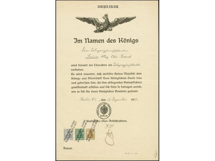 10 Pfg. dunkelkarminrot, zwei Einzelwerte und einmal 2 Pfg, 3 Pfg. und 5 Pfg. je mit L2 "Schreibgebühren entrichtet Berlin C2