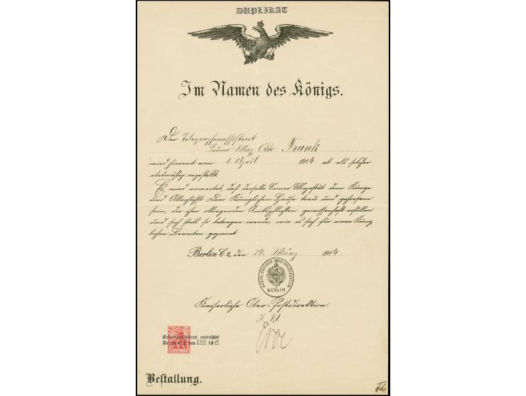 10 Pfg. dunkelkarminrot, zwei Einzelwerte und einmal 2 Pfg, 3 Pfg. und 5 Pfg. je mit L2 "Schreibgebühren entrichtet Berlin C2