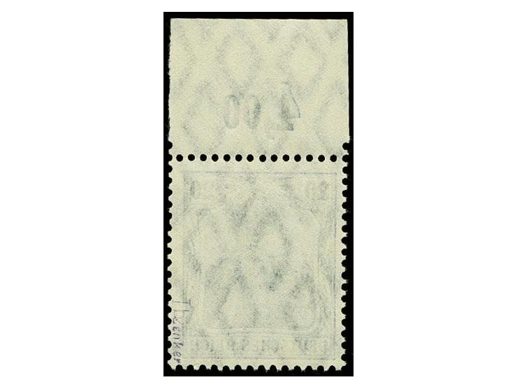 20 Pfg. mittelviolettultrmarin, Plattendruck-Oberrandstück, postfrisch, tadellos, sign. Zenker und Fotoattest Jäschke-L. BPP
