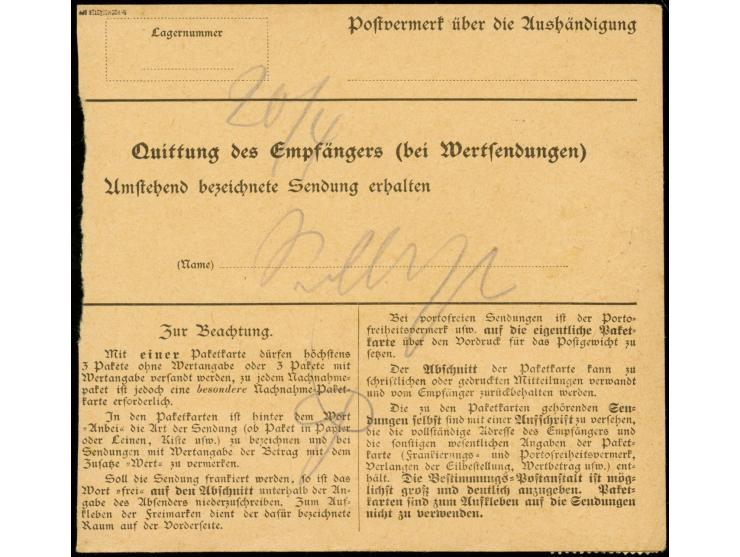 25 Pfg. rötlichorange/schwarz metallisch glänzend, Einzelwert und senkrechter 3er-Streifen je mit Stempel "BERLIN S.W.47 17.4