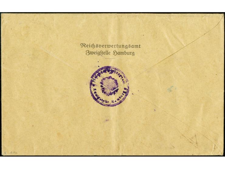 25 Pfg. rötlichorange/schwarz im senkrechten Paar mit Stempel "HAMBURG 19.9.19" für die Eilboten-Gebühr auf sonst portofreiem
