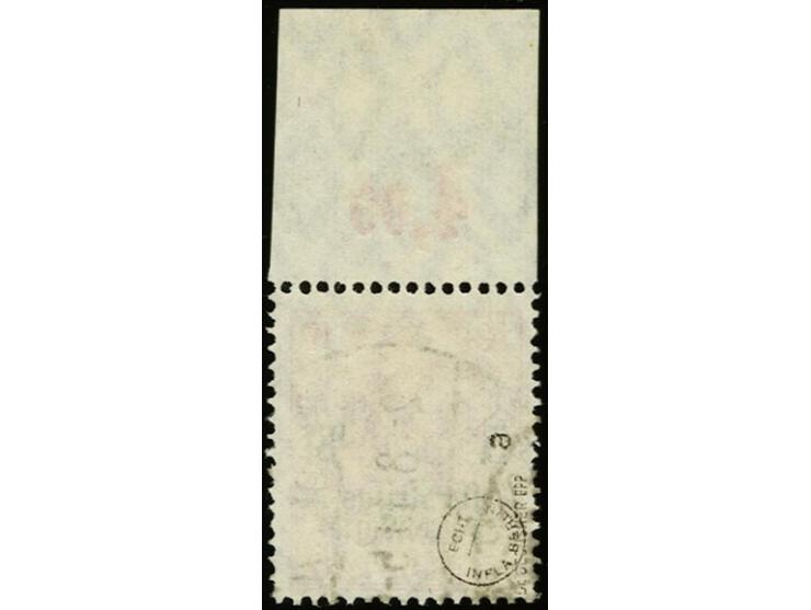 Kriegsgeschädigtenhilfe 10+5 Pfg. karminrot, Oberrandstück im Plattendruck, gestempelt, Pracht, sign. Infla und Oechsner BPP 