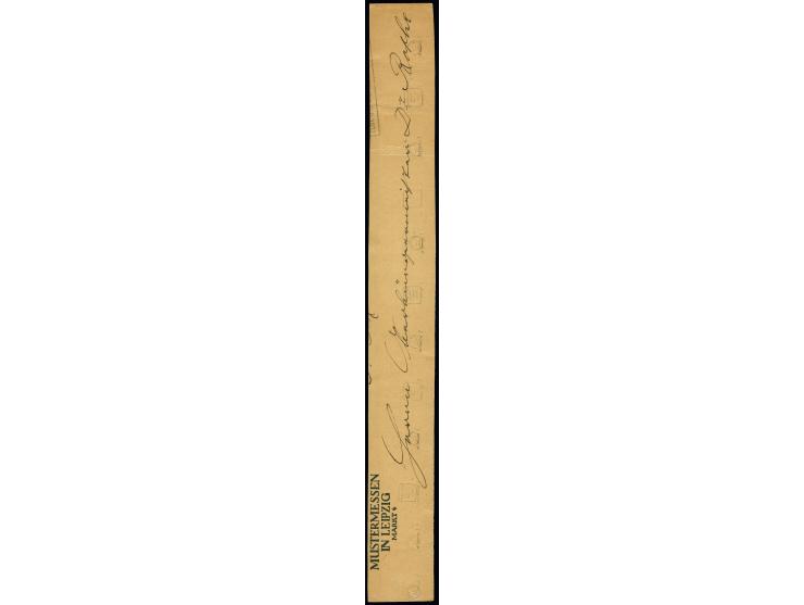 75 Pfg. im senkrechten 12er-Streifen mit Handroll-Stempel "LEIPZIG 13 30.10.22" auf Briefstück (rückseitig mit Vordruck der M