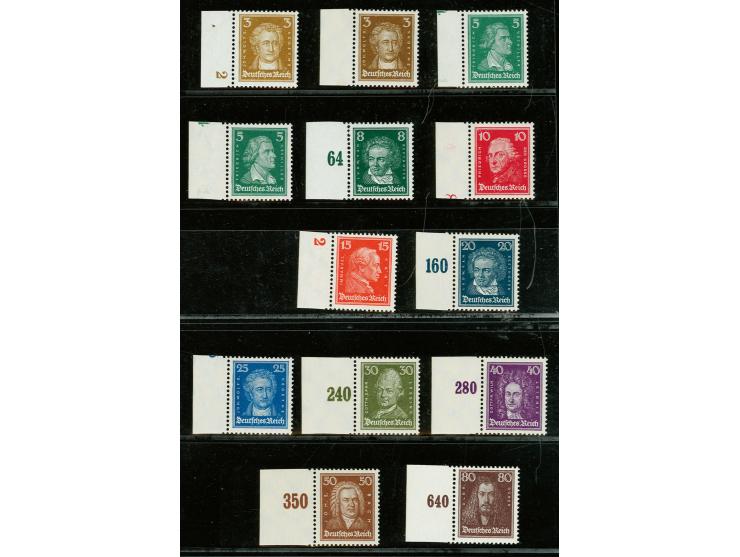 1926, berühmte Deutsche 3-80 Pfg. komplett, alle vom linken Bogenrand, postfrisch (Mi 1.100,-)