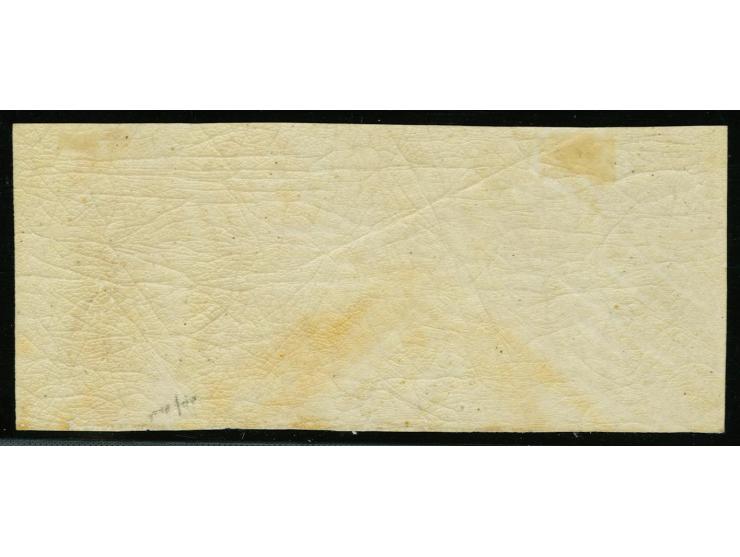 1864, Steindruck-Ausgabe: 1¼ Sch. rötlichbraun, waagerechter 10er-Block vom rechten Bogenrand, ungebraucht, ein zentrischer 4