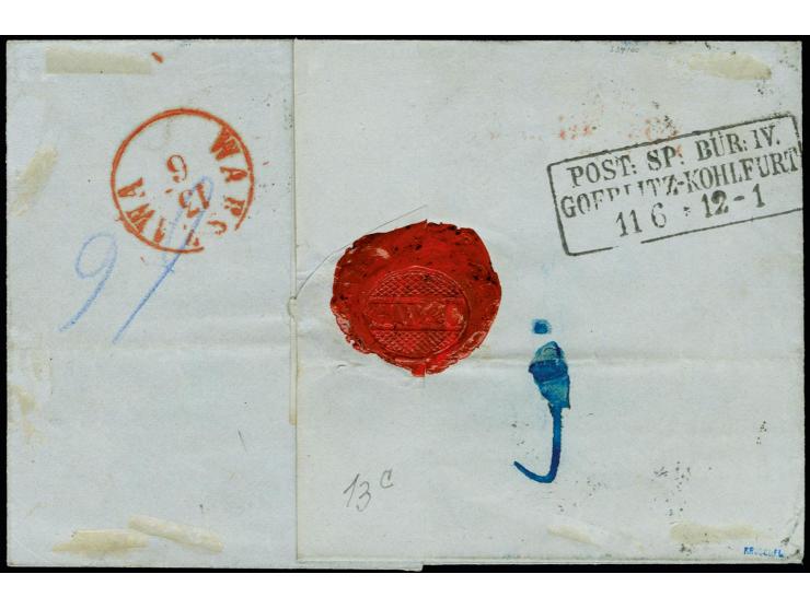 10 Ngr. blau auf glasigem Papier, links unten noch voll- sonst voll- bis überrandig mit leicht berührter 1 Ngr. auf rosa, mit