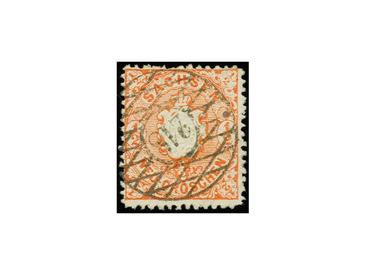 "218" LAUSA/HERMSDORF, zentrisch und klar auf Wappen ½ Ngr. orange