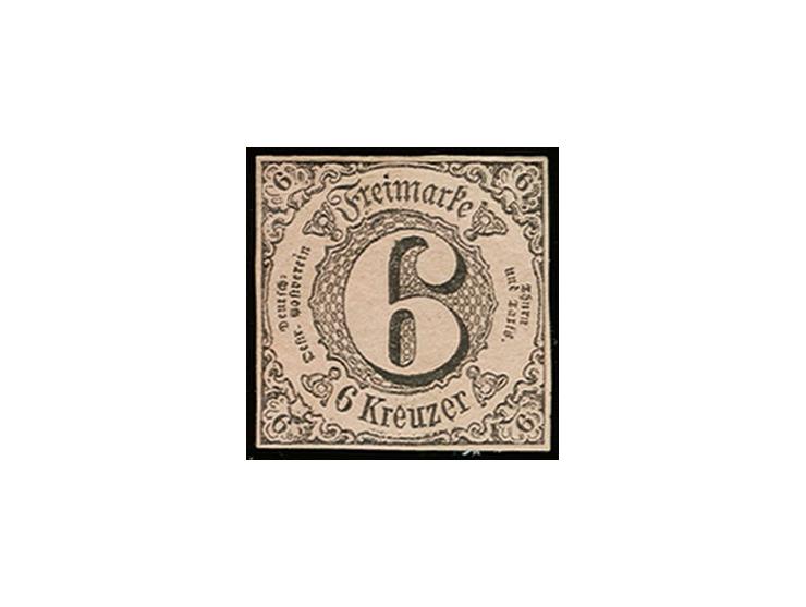 1852, 6 Kr. auf rosa, farbfrisch und allseits breitrandig, ungebraucht mit Originalgummi, Falz- und Papierreste, einwandfrei,