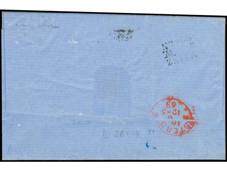 15 Kr. purpur und 1 Kr. grün mit Nr. "220" und nebengesetztem EKr. "FRANKFURT 15 JUN" (1863) auf sauberem Faltbrief nach Amst