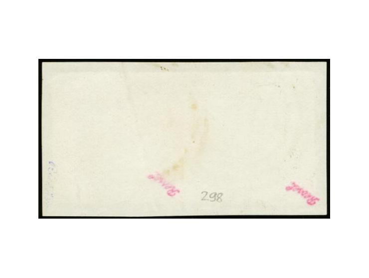 1865, farblos durchstochen ¼ Sgr. schwarz im waagerechten Paar, farbfrisch und einwandfrei durchstochen mit sauberer Nr. "298