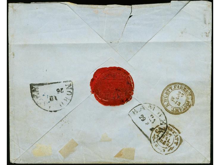 18 Kr. hellblau in ausgabetypischem Schnitt mit DKr. "LUDWIGSBURG 27.5.59" als portogerechte Einzelfrankatur auf Kuvert der 2