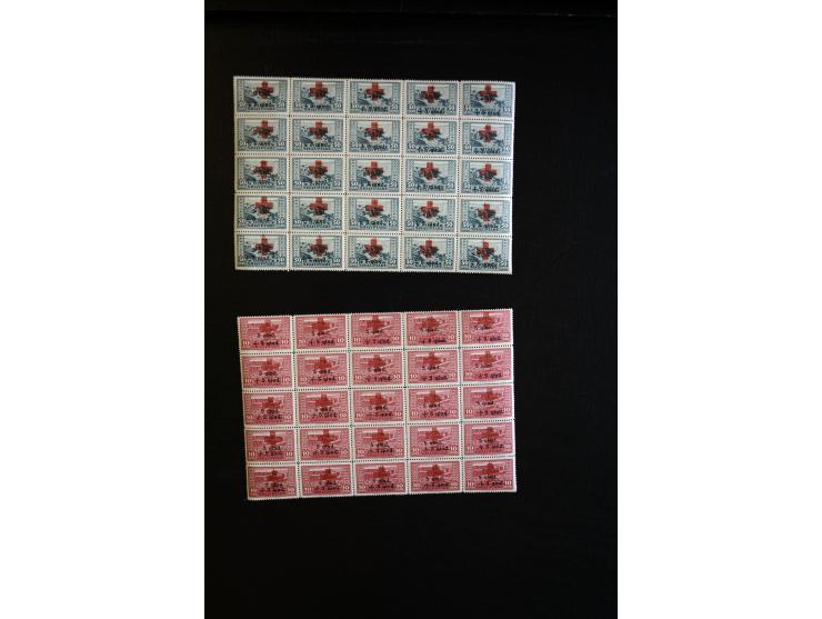 1924, Rotes Kreuz 5-20 Q., 25 kpl. Sätze in Bogenteilen, postfrisch, Pracht (Mi.-Nr. 100-103; Mi. 2.500,-)