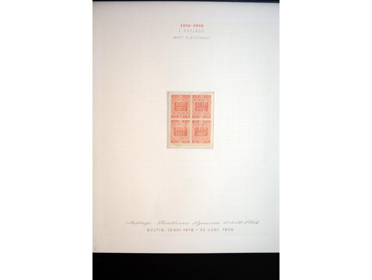 1918/19, Blumenmuster, sehr interesssante Spezialsammlung Mi.-Nr. 1-4 in 3 Bänden, aus dem Nachlass von Votele Org, dem Autor