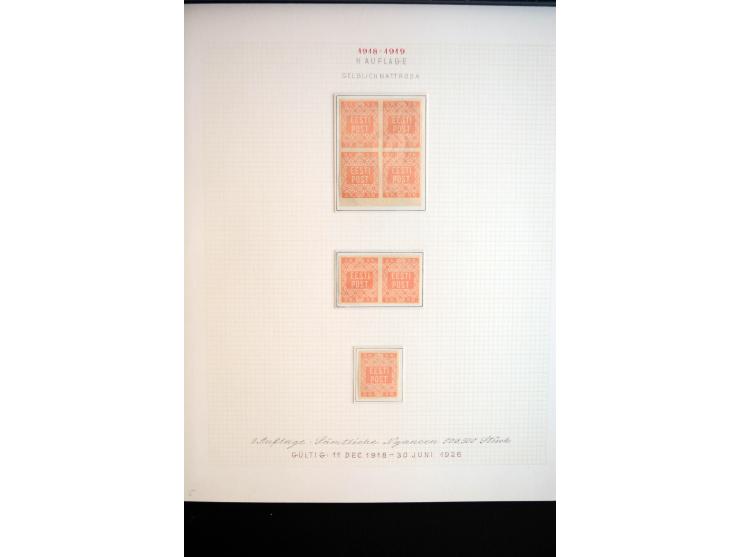 1918/19, Blumenmuster, sehr interesssante Spezialsammlung Mi.-Nr. 1-4 in 3 Bänden, aus dem Nachlass von Votele Org, dem Autor