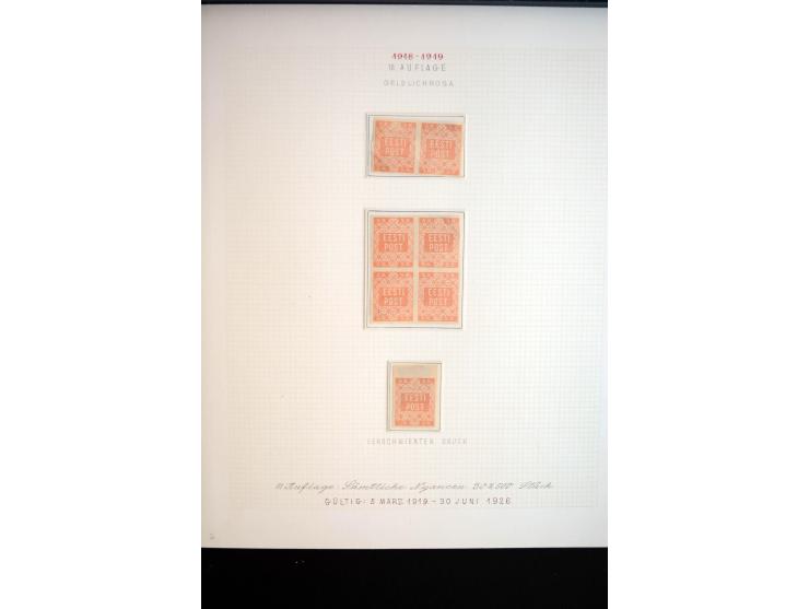 1918/19, Blumenmuster, sehr interesssante Spezialsammlung Mi.-Nr. 1-4 in 3 Bänden, aus dem Nachlass von Votele Org, dem Autor
