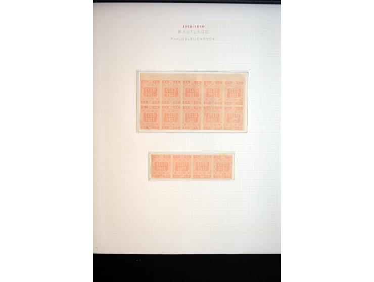 1918/19, Blumenmuster, sehr interesssante Spezialsammlung Mi.-Nr. 1-4 in 3 Bänden, aus dem Nachlass von Votele Org, dem Autor