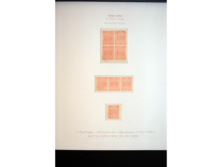 1918/19, Blumenmuster, sehr interesssante Spezialsammlung Mi.-Nr. 1-4 in 3 Bänden, aus dem Nachlass von Votele Org, dem Autor