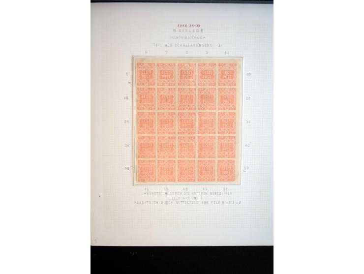 1918/19, Blumenmuster, sehr interesssante Spezialsammlung Mi.-Nr. 1-4 in 3 Bänden, aus dem Nachlass von Votele Org, dem Autor
