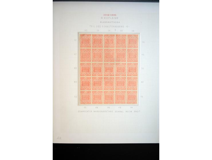 1918/19, Blumenmuster, sehr interesssante Spezialsammlung Mi.-Nr. 1-4 in 3 Bänden, aus dem Nachlass von Votele Org, dem Autor