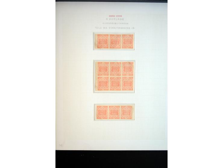 1918/19, Blumenmuster, sehr interesssante Spezialsammlung Mi.-Nr. 1-4 in 3 Bänden, aus dem Nachlass von Votele Org, dem Autor