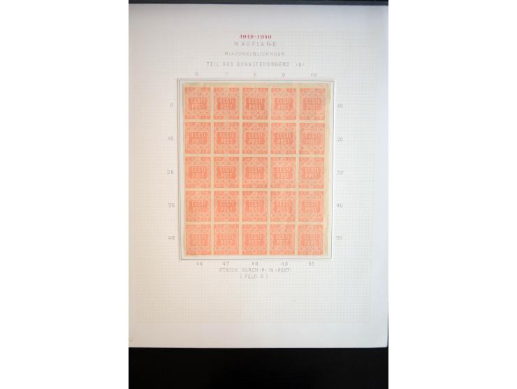 1918/19, Blumenmuster, sehr interesssante Spezialsammlung Mi.-Nr. 1-4 in 3 Bänden, aus dem Nachlass von Votele Org, dem Autor