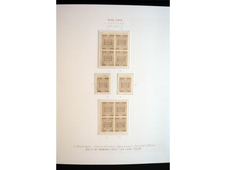1918/19, Blumenmuster, sehr interesssante Spezialsammlung Mi.-Nr. 1-4 in 3 Bänden, aus dem Nachlass von Votele Org, dem Autor