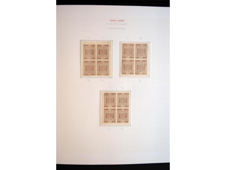 1918/19, Blumenmuster, sehr interesssante Spezialsammlung Mi.-Nr. 1-4 in 3 Bänden, aus dem Nachlass von Votele Org, dem Autor