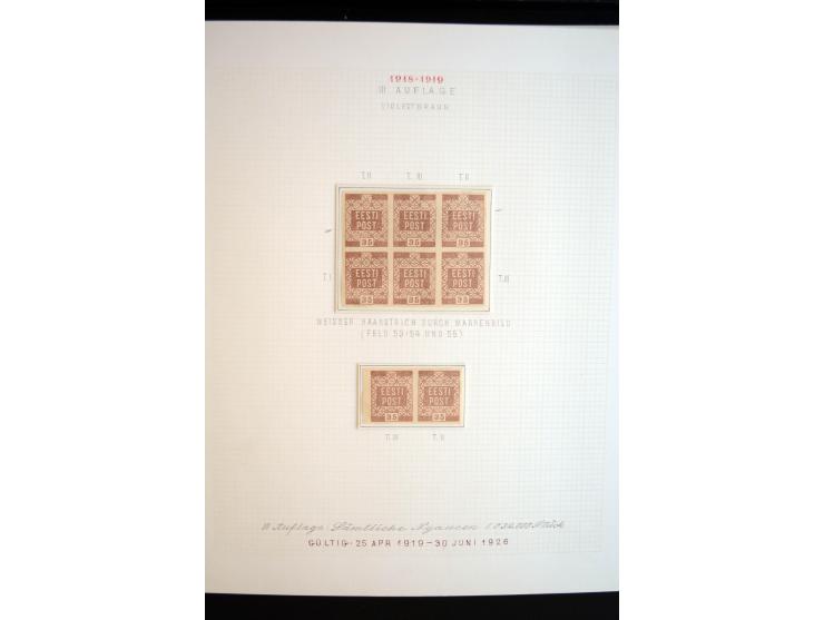 1918/19, Blumenmuster, sehr interesssante Spezialsammlung Mi.-Nr. 1-4 in 3 Bänden, aus dem Nachlass von Votele Org, dem Autor