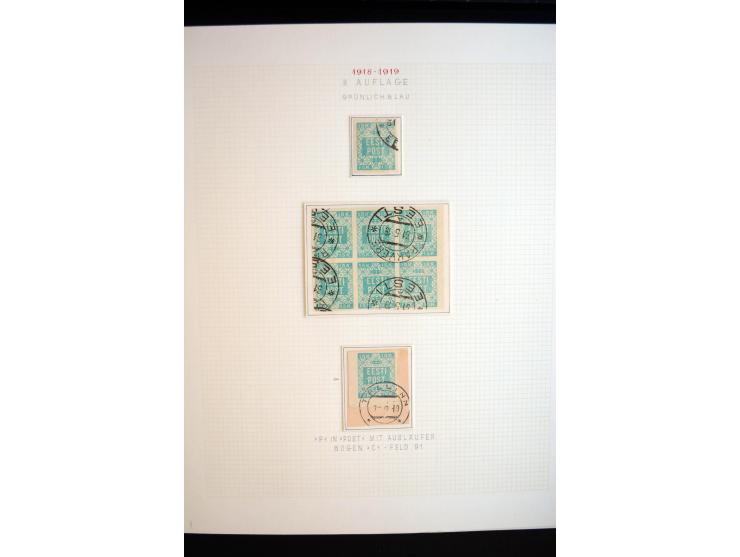 1918/19, Blumenmuster, sehr interesssante Spezialsammlung Mi.-Nr. 1-4 in 3 Bänden, aus dem Nachlass von Votele Org, dem Autor