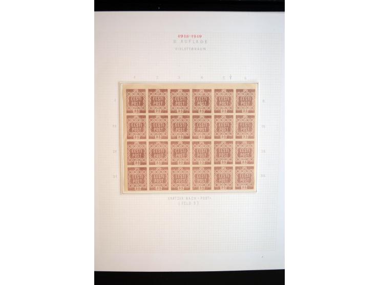 1918/19, Blumenmuster, sehr interesssante Spezialsammlung Mi.-Nr. 1-4 in 3 Bänden, aus dem Nachlass von Votele Org, dem Autor