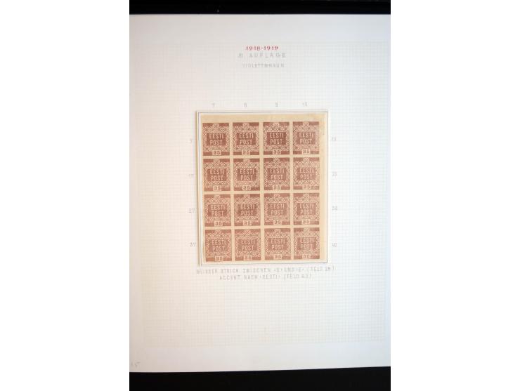 1918/19, Blumenmuster, sehr interesssante Spezialsammlung Mi.-Nr. 1-4 in 3 Bänden, aus dem Nachlass von Votele Org, dem Autor