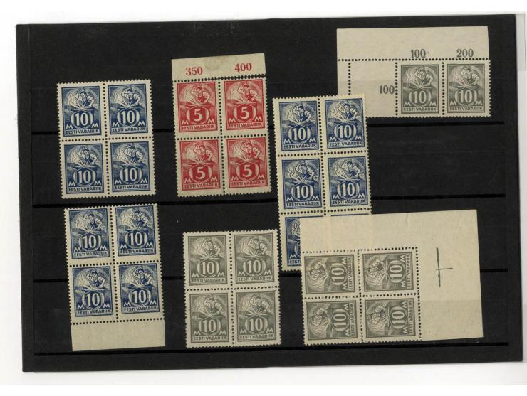 1936/40, Weberin/Schmied, sehr schöne, meist postfrische Partie Viererblocks ex Mi.-Nr. 32-73A/B, differenziert nach den vers