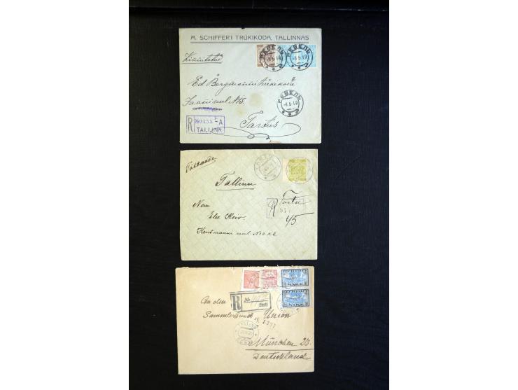 1919/40, sehr interessante Partie von über 20 Briefen und Karten, dabei 10 R-Briefe, bessere Frankaturen ex Mi.-Nr. 1-4 sowie